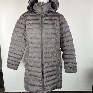 Michael Kors Down Longer Length Jacket with Detachable Hood Dark Gray Size L